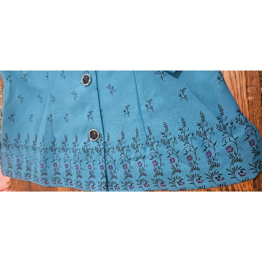 Leslie Fay Teal Blazer, Small Floral Prints, 16, GUC✔️